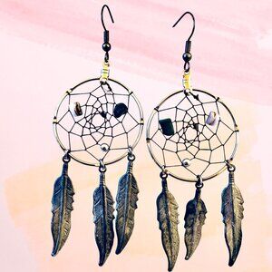 Dream Catcher Earrings Hook Beads Hand Woven Boho Festival Spiritual
